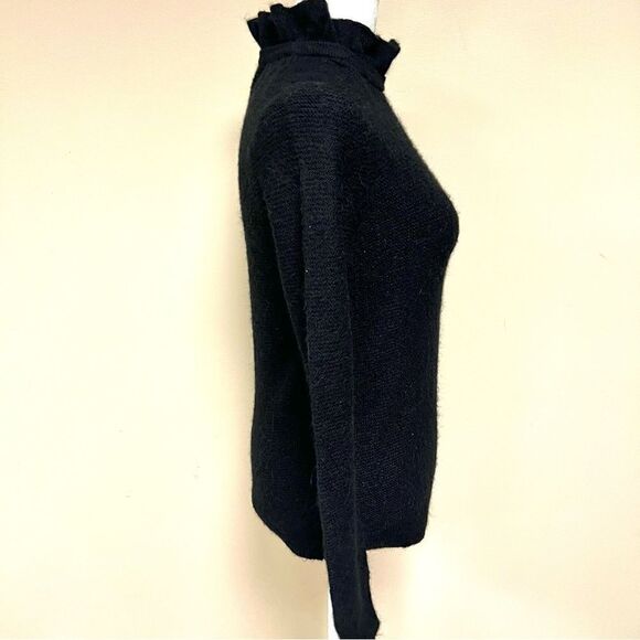 J Crew alpaca blend black sweater with ruffled color S - Picture 6 of 10